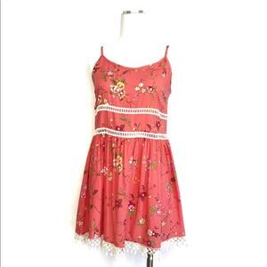 NWT Love Tree Happens... Babydoll Dress Coral Floral Crochet Lace Fairy Size S